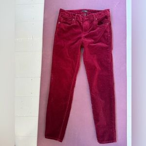 Edyson Fine Corduroy Mid Rise Skinnies in Burgundy